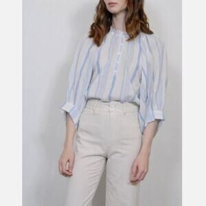 Apiece Apart Everlasting Balloon-Sleeve Striped Top
